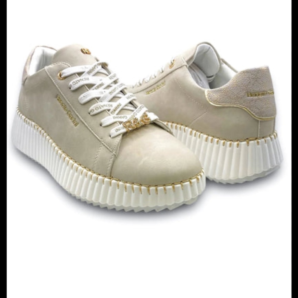 Renato Garini Kalli EX96 Platform Sneakers - Off White Lt Gold - 38 - 8